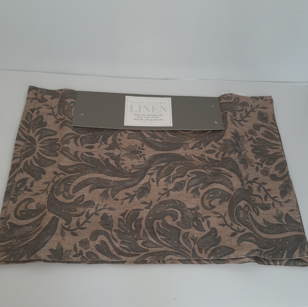 Pure Luxury Linen 100% Belgian Linen 13" x 19" Placemats Set of 4